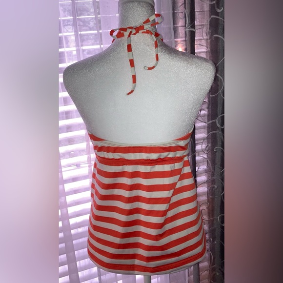 Mossimo Women’s Orange and White Striped Halter Spaghetti Strap Tankini M EUC - Picture 2 of 16